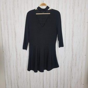 Lane Bryant Stretchy Black Choker Peplum Asymmetrical Tunic Blouse
